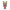 Toy figure with green head, pink eyes, and red outfit on a white background