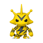 Yellow and black cartoon character with a prominent horn on a white background