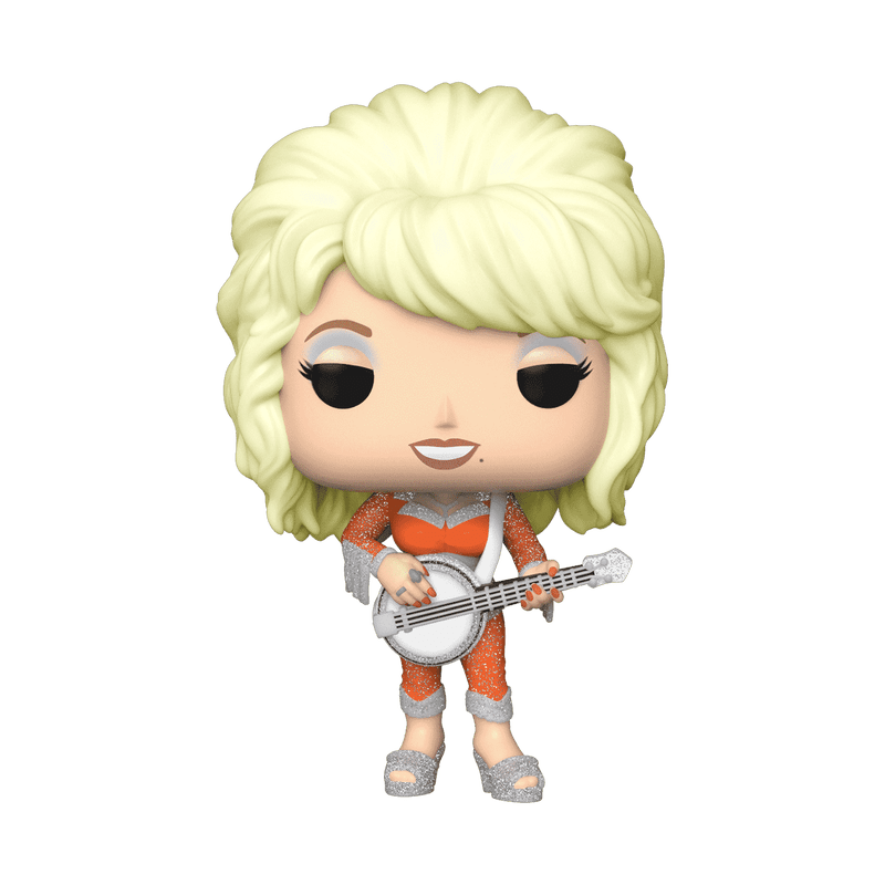 Funko Pop! vinyl figure of a performer with blonde hair and a banjo on a white background