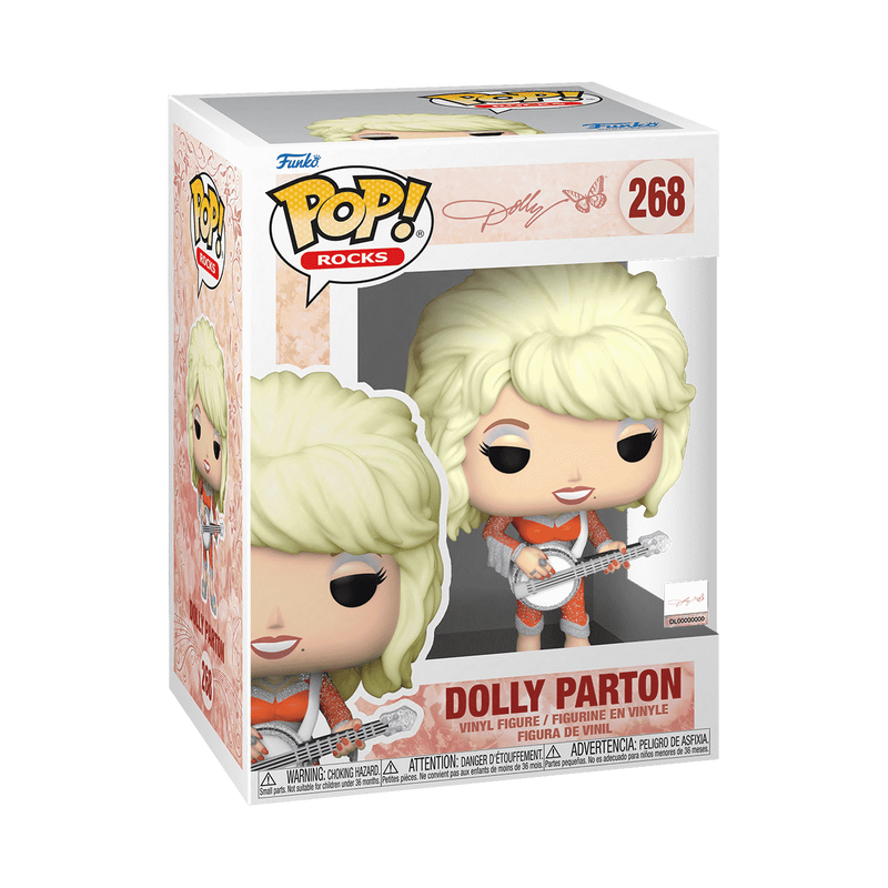 Funko Pop! Rocks Dolly Parton vinyl figure packaging on a white background