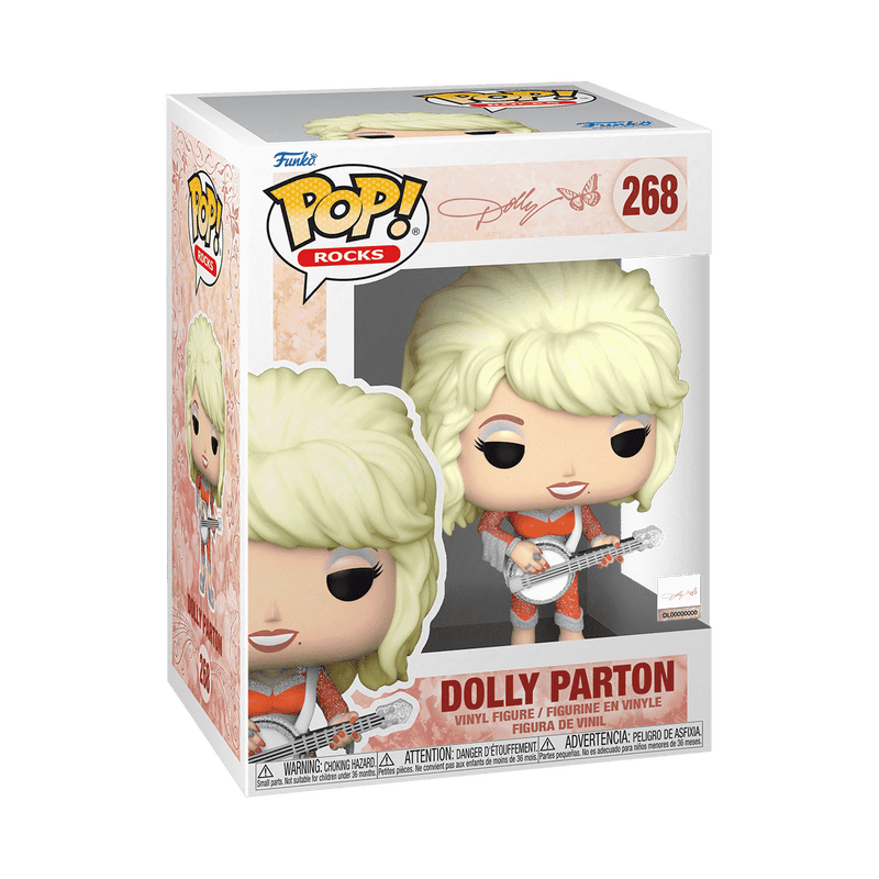 Funko Pop! Rocks Dolly Parton vinyl figure packaging on a white background