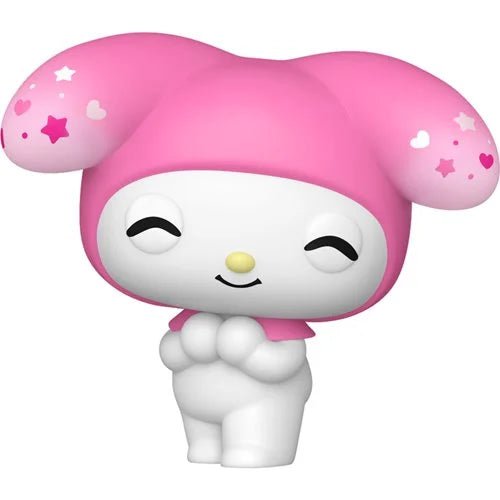 Cartoon character with a pink hat and white body on a white background