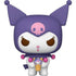 Funko Pop! vinyl figure of Kuromi from Sanrio, featuring her signature purple and white color scheme with a pink skull on her forehead and holding a small ice cream cone.