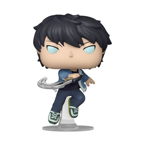 Funko POP! Solo Leveling Sung Jinwoo Vinyl Figure #1982 featuring the powerful Shadow Monarch in his iconic black outfit and stylized Funko design.