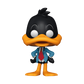 Funko Pop! vinyl figure of Daffy Duck dressed in a blue suit with a red tie, standing against a plain white background.