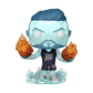 A Funko Pop! vinyl figure of a basketball player with icy blue skin and hair, wearing a dark navy jersey that reads 'COLD SQUAD'. He holds flaming basketballs in both hands and stands on a splash of water, isolated on a white background.