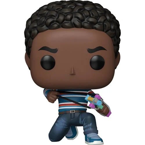 Funko Pop! vinyl figure of a character with a striped shirt and colorful backpack on a white background