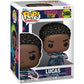Funko Pop! vinyl figure packaging for Lucas from Stranger Things with Netflix branding.