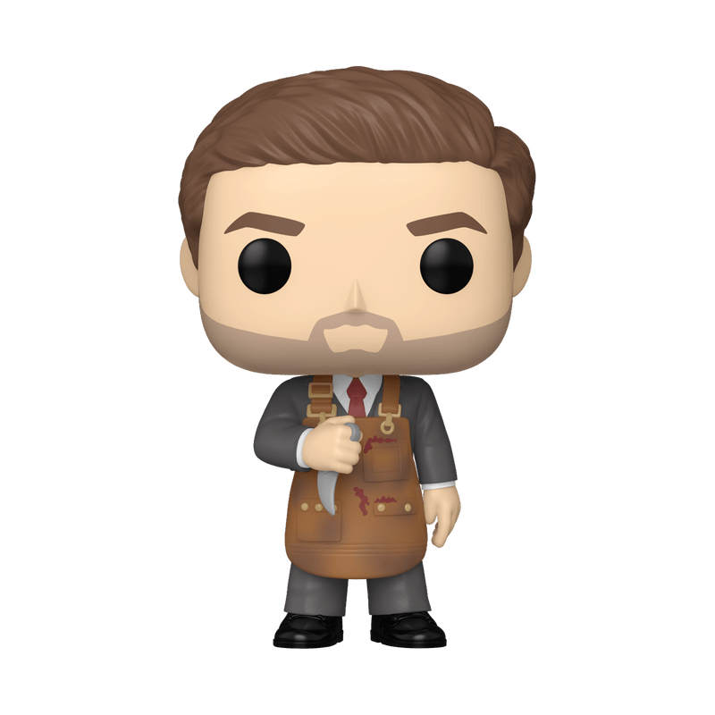 Funko Pop! vinyl figure of a character in a suit with a brown apron on a white background