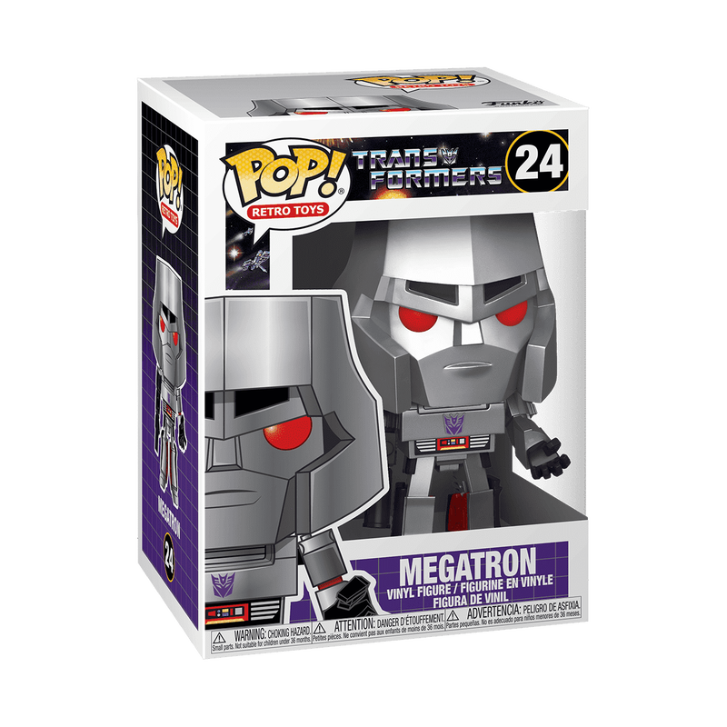 Funko Pop! vinyl figure packaging of Megatron from Transformers on a white background