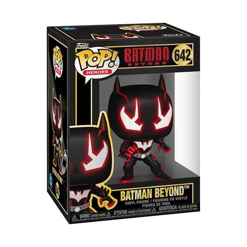 Funko Pop! Heroes packaging of Batman Beyond figure with red and black design.