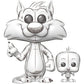 Two cartoon cat figurines, one larger and one smaller, on a white background.