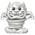 White monster figurine with a fierce expression on a white background