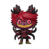 Cartoon character with red hair and black horns on a transparent background