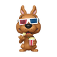 Scooby-Doo figurine with 3D glasses and popcorn on a white background