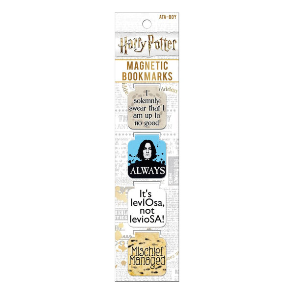 Pack of Harry Potter-themed magnetic bookmarks with various sayings on a white background.