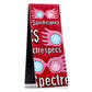 Red packaging for 'Spectrespecs' with pink and blue sunglasses illustrations on a white background