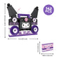 Toy boombox with dimensions and piece count on a white background