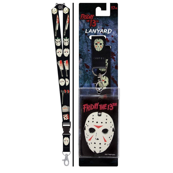Lanyard with 'Friday the 13th' theme packaging on a white background