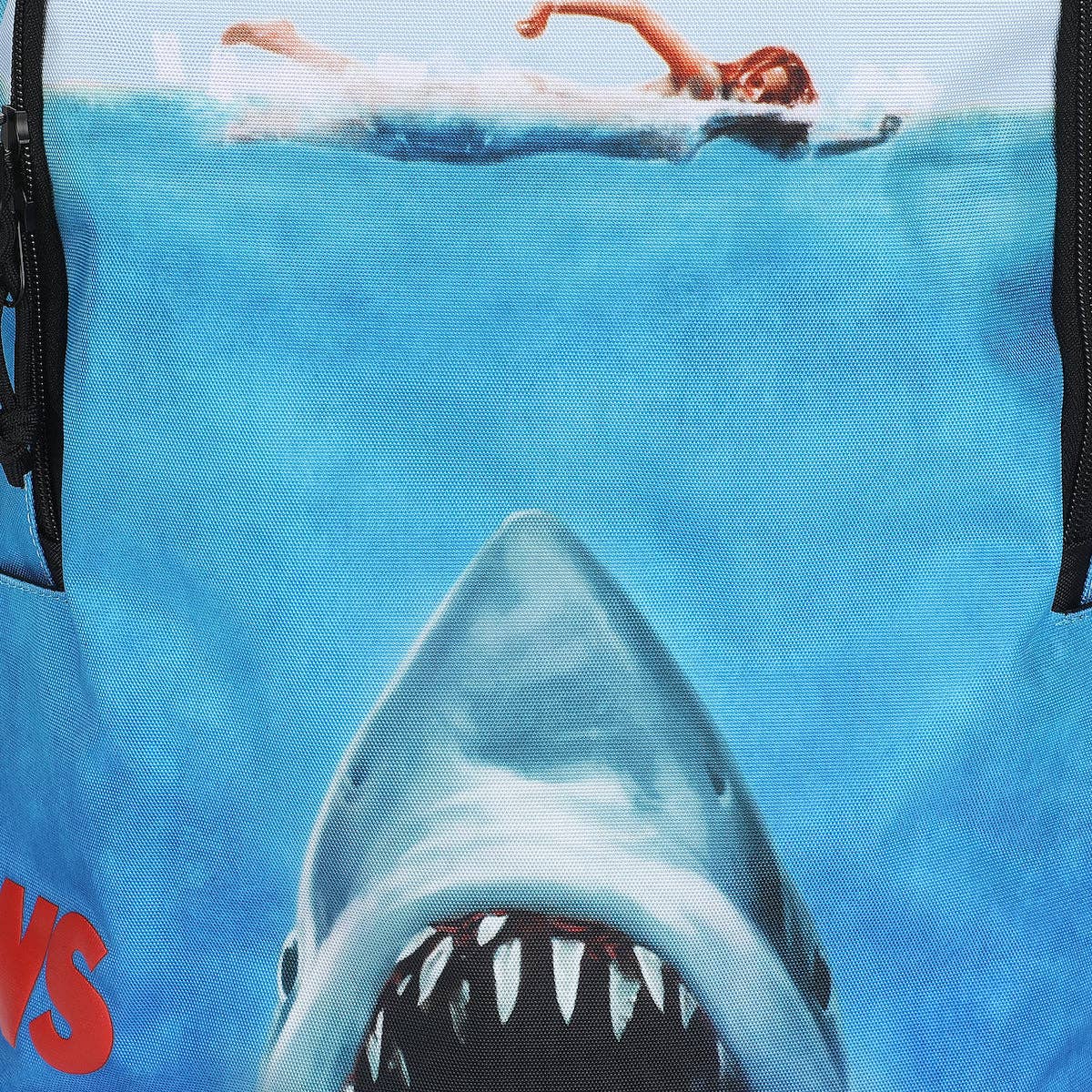Shark bag with a shark and people in the water design