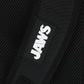 Black backpack with 'JAWS' logo on a black background