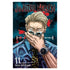 Jujutsu Kaisen Volume 11 manga book cover featuring a stylized illustration of a blond man in a blue patterned shirt, leopard-print tie, and wristwatch, covering his mouth with his hand against a dark teal background with red splatter details.
