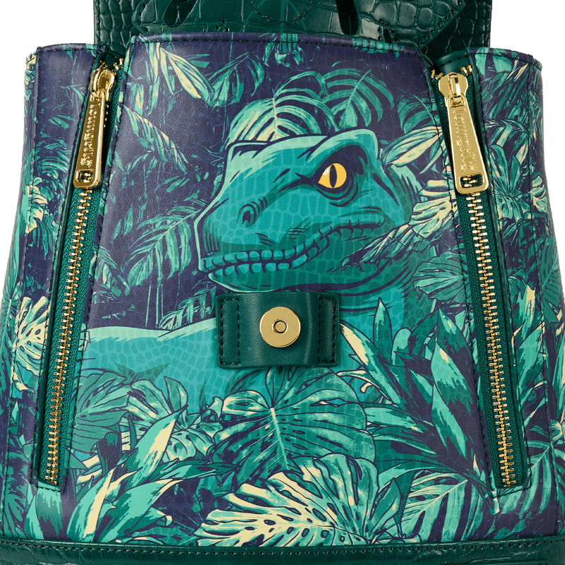 Jurassic World Velociraptor jungle-themed drawstring backpack with glow effect

