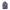 Black backpack with purple and white character pattern on a white background