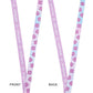 Two lanyards with pink hearts and 'HUNTER' branding, one showing front and back views.