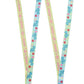 Two colorful lanyards with cartoon character design on a white background
