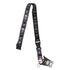 Black lanyard with skull and heart pattern on a white background