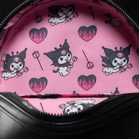 Sanrio Kuromi black winged mini backpack with cute and gothic design
