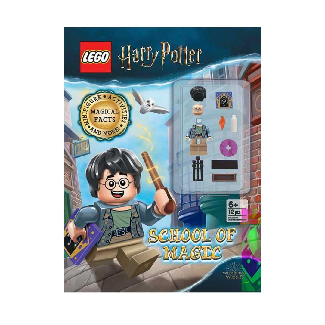 LEGO Harry Potter packaging with character and magical items on a white background
