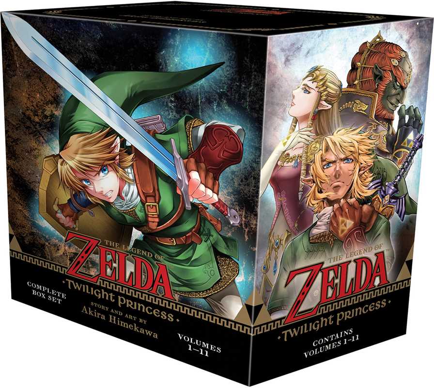 Collection of 'The Legend of Zelda: Twilight Princess' books with character illustrations on a box.