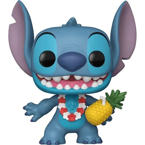 Blue cartoon character with a pineapple on a white background