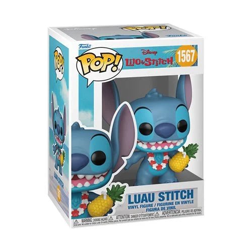 Funko Pop! packaging of a blue character with pineapple, featuring the Funko Pop! logo and Disney branding.