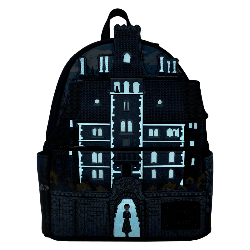 Loungefly Wednesday Nevermore Academy Castle Glow Mini Backpack - Leo's Treasure Box