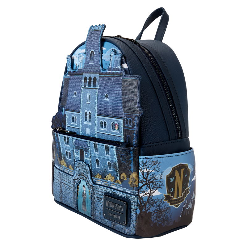 Longefly Wednesday Nevermore Academy Castle Glow Mini Backpack