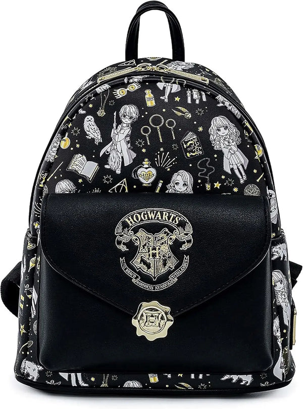 Loungefly Harry Potter Magical Elements All Over Print Womens Double Strap Shoulder Mini Backpack Loungefly