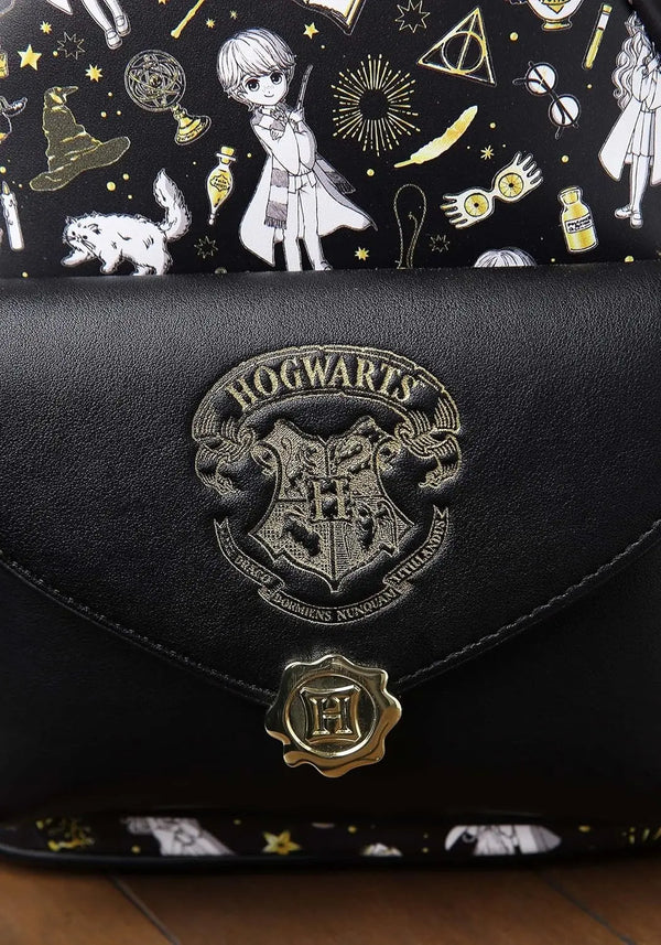 Loungefly Harry Potter Magical Elements All Over Print Womens Double Strap Shoulder Mini Backpack Loungefly