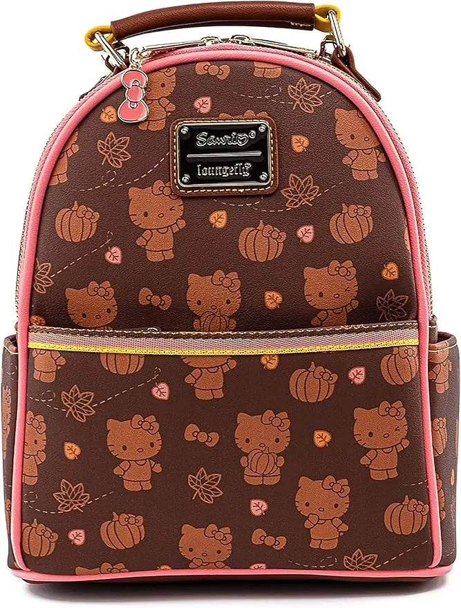 Loungefly x Sanrio Hello Kitty Pumpkin Spice Allover Print Mini Convertible Backpack - Leo's Treasure Box