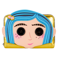 Loungefly Coraline 15th Anniversary Laika Doll Metallic Cosplay Zip Around Wallet