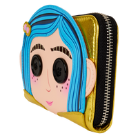 Loungefly Coraline 15th Anniversary Laika Doll Metallic Cosplay Zip Around Wallet