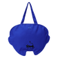 Blue bag with a black cat design on a white background