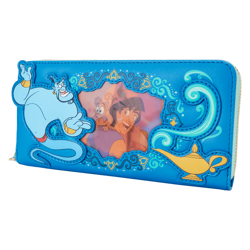 Loungefly Disney Aladdin Princess Series Lenticular Zip Around Wristlet Wallet - Leo's Treasure Box