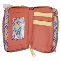 Pink wallet with colorful interior and zipper