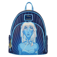 Loungefly Disney Atlantis Kida mini backpack featuring glowing blue crystal designs
