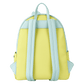 Yellow backpack with light blue straps on a white background