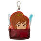 A small keychain pouch featuring a cartoon fairy character peeking out from a burgundy leather-like base, with a silver clasp at the top. The pouch has a visible 'Disney' logo patch on the front.