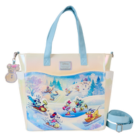 Loungefly Disney Mickey & Friends Winter Wonderland Scene Convertible Backpack & Tote Bag